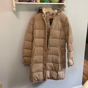 Tan winter coat with down filling